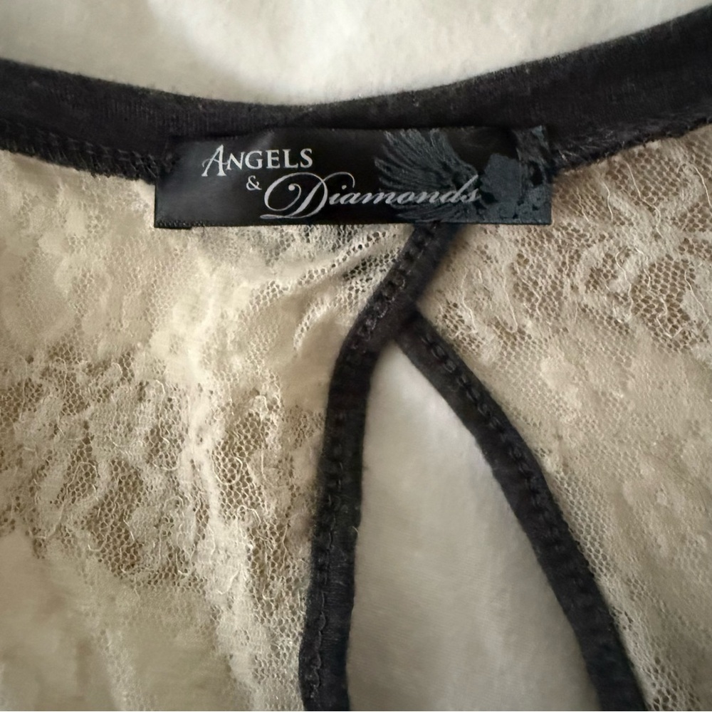 Angels & Diamonds Black and Brown Embellished Tee - Picture 3 of 5